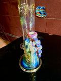 Large Head Banger, dry catcher and pint glass set 18mm color experimental number six silver striker