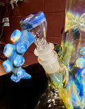 Beaker  blue amber purple 50mm by 7 14mm bowl