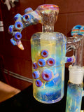 Large Head Banger, dry catcher and pint glass set 18mm color experimental number six silver striker