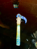 Beaker blue Amber purple 40mm by 7mm thick 14mm bowl