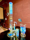 Large Head Banger, dry catcher and pint glass set 18mm color experimental number six silver striker
