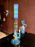 Large Head Banger, dry catcher and pint glass set 18mm color experimental number six silver striker