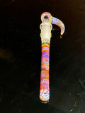 Beaker with a heavy hitter joint 50by 7mm 18mm bowl amber purple