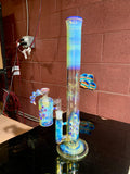 Large Head Banger, dry catcher and pint glass set 18mm color experimental number six silver striker