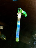 Beaker Egyptian green 14mm bowl 50mm by7mm thick squiggle marble