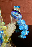 Beaker  blue amber purple 50mm by 7 14mm bowl