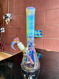 Beaker with a heavy hitter joint 50by 7mm 18mm bowl amber purple