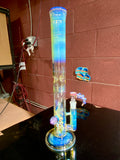 Large Head Banger, dry catcher and pint glass set 18mm color experimental number six silver striker