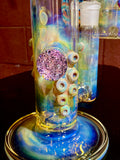 Large Head Banger, dry catcher and pint glass set 18mm color experimental number six silver striker
