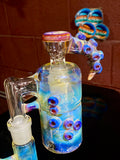 Large Head Banger, dry catcher and pint glass set 18mm color experimental number six silver striker