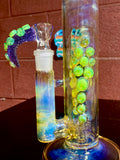 Large head banger 18mm green, slime, and purple lollipop