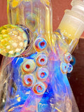Beaker with a heavy hitter joint 50by 7mm 18mm bowl amber purple