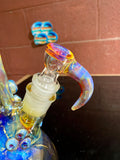 Beaker with a heavy hitter joint 50by 7mm 18mm bowl amber purple