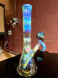 Beaker  blue amber purple 50mm by 7 14mm bowl
