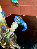 Beaker blue Amber purple 40mm by 7mm thick 14mm bowl