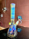 Beaker with a heavy hitter joint 50by 7mm 18mm bowl amber purple