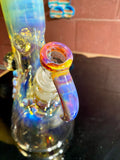 Beaker with a heavy hitter joint 50by 7mm 18mm bowl amber purple