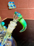Beaker Egyptian green 14mm bowl 50mm by7mm thick squiggle marble
